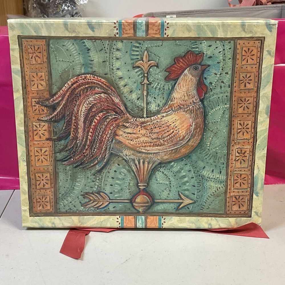 Susan WInget Rooster Weather Vane Large Paper Box with Ribbon Tie